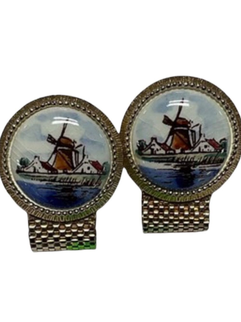 Swank Cufflinks Arts of the World Holland Hand Painted Delft
